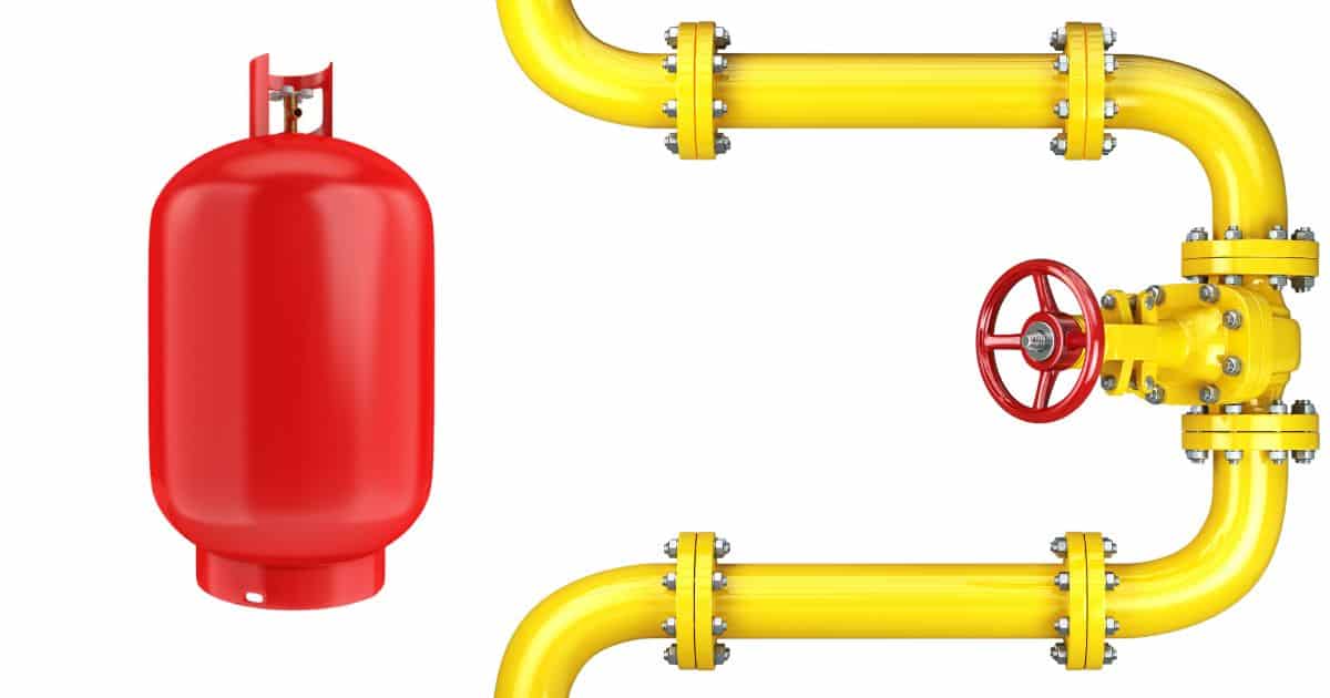 What is LP Gas and how can it benefit you at home? Diagram comparing LPG cylinder storage with natural gas pipeline supply